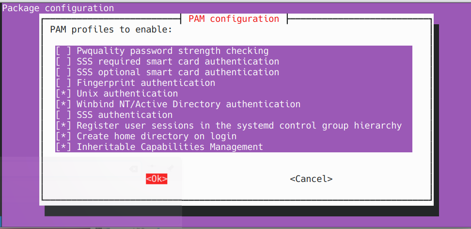 Pam settings screenshot